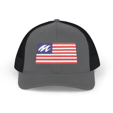 Marine Mechanic American Flag Trucker Hat – Embroidered Patriotic Snapback Cap