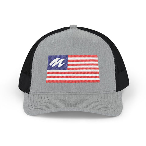 Marine Mechanic American Flag Trucker Hat – Embroidered Patriotic Snapback Cap