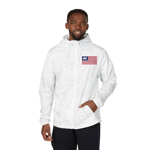 Windbreaker Jacket — Marine Tech Pride - American Flag Lightweight Hooded Windbreaker