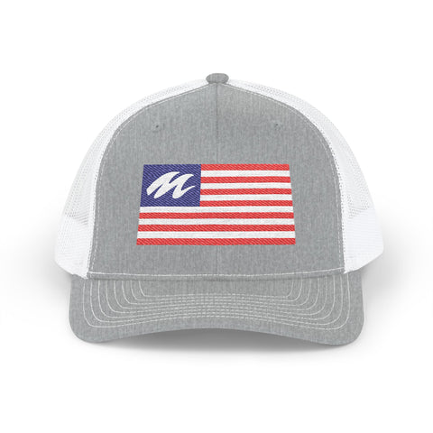 Marine Mechanic American Flag Trucker Hat – Embroidered Patriotic Snapback Cap