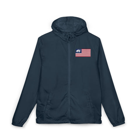 Windbreaker Jacket — Marine Tech Pride - American Flag Lightweight Hooded Windbreaker