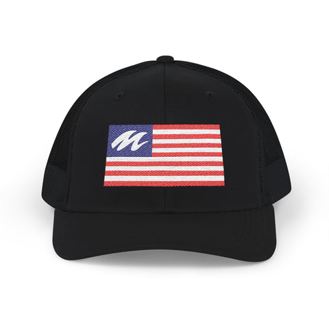 Marine Mechanic American Flag Trucker Hat – Embroidered Patriotic Snapback Cap